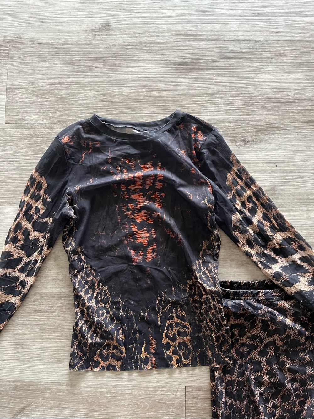 Black & Brown Leopard Print Long Sleeve Top